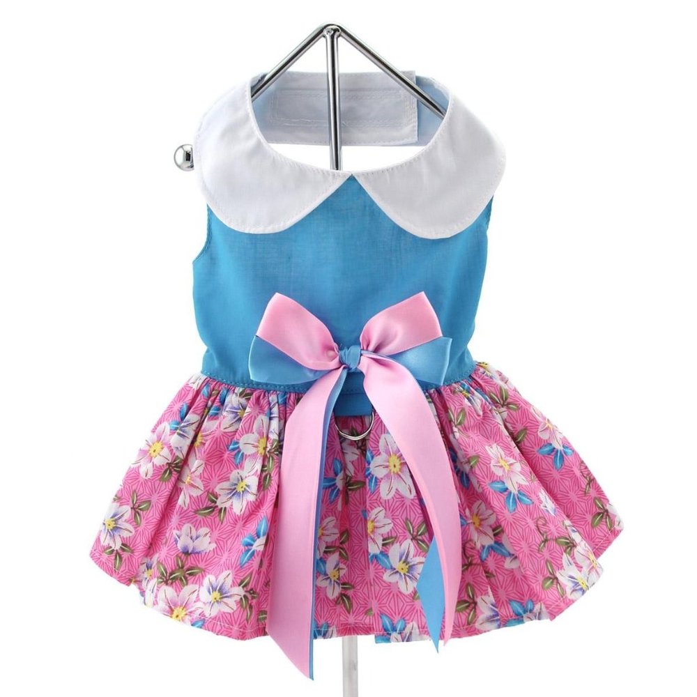Plumeria Dog Dress with Matching Leash Size X-Small